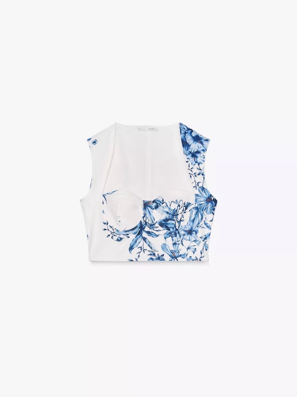 Zara White & Blue Floral Two-Piece Midi Dress & crop top - Picture 5 of 7